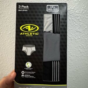 Athletic Works Men's Briefs 3-Pack - Black and Gray Stripes
